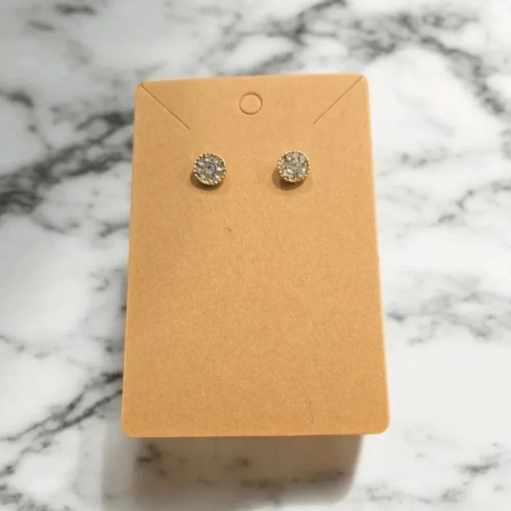 Gold Plated Circle Rhinestones Stud Earrings